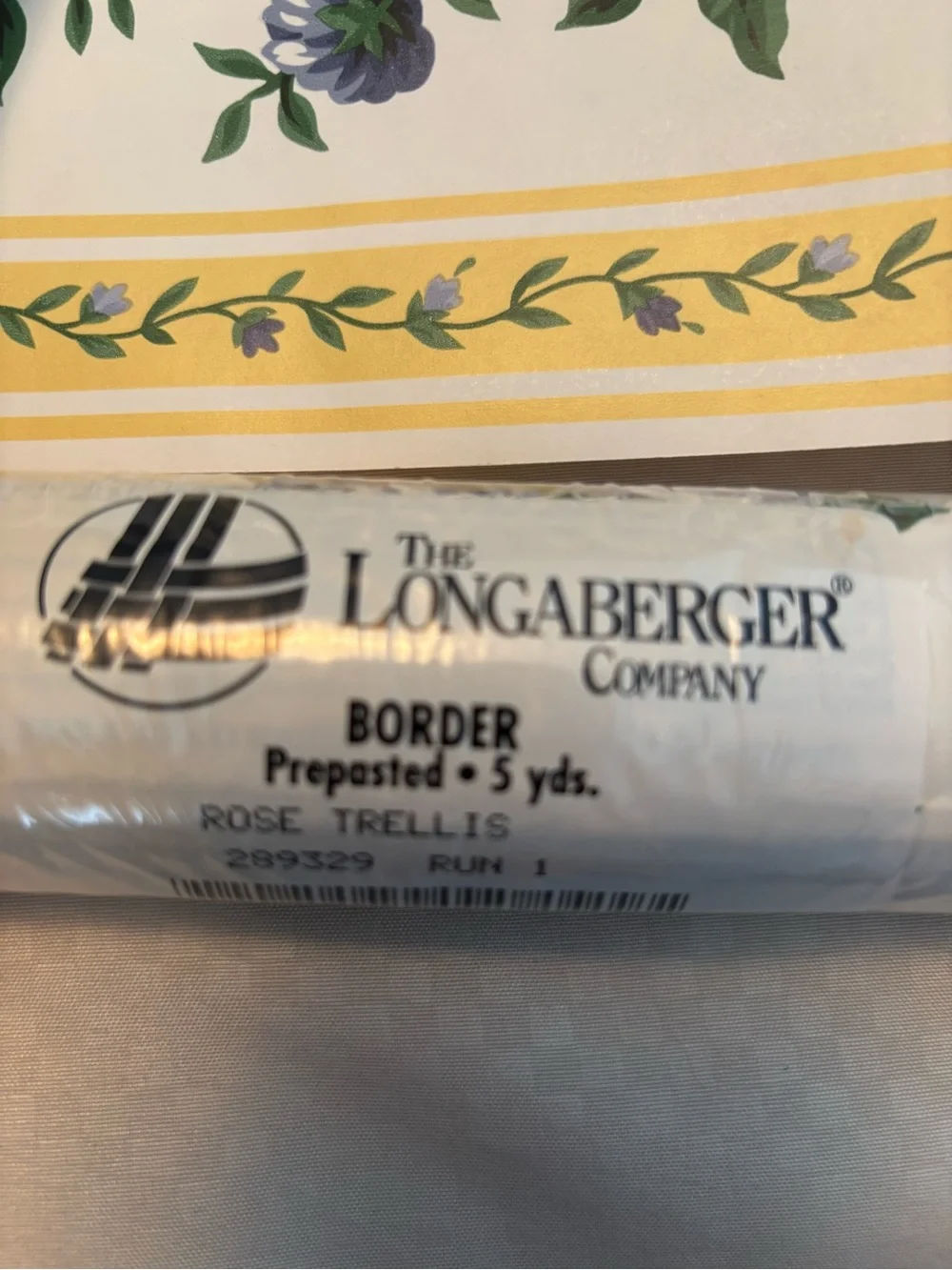Longaberger Rose Trellis Yellow and Blue Floral Border 3 Wallpaper Rolls